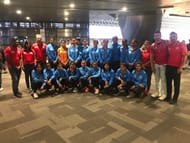 The Indian team before departing for Spain (Photo courtesy: Hockey India)