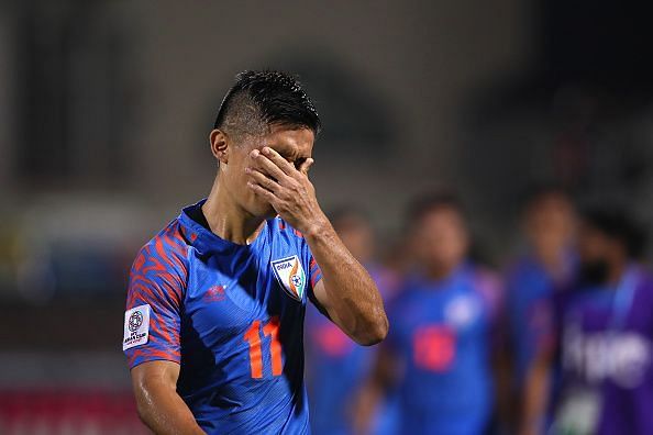 A desolate Sunil Chhetri in what could well be his last tournament for India