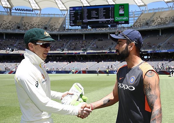 Tim Paine and Virat Kohli