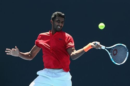 Prajnesh Gunneswaran in action at the 2019 Australian Open qualifying on Wednesday.