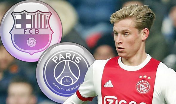 PSG edge ahead of Barcelona in the race of signing De Jong. (Image: Daily Express)