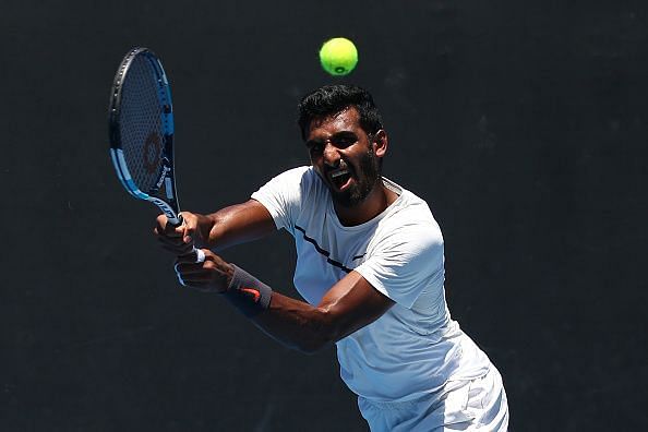 Prajnesh Gunneswaran in action at 2019 Australian Open