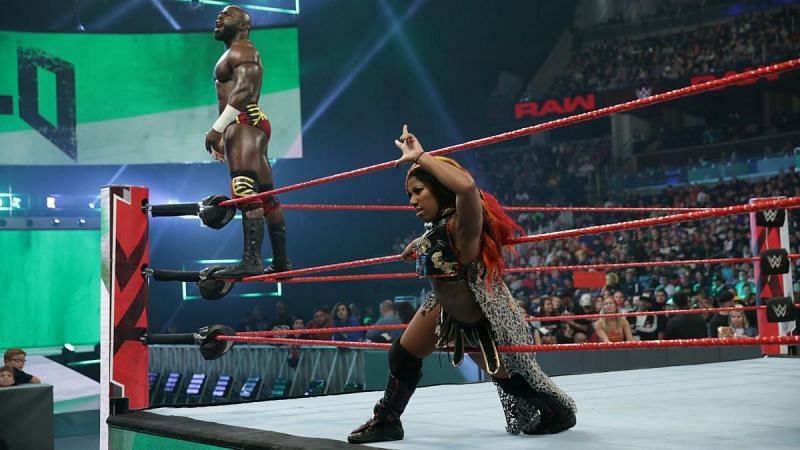 Apollo Crews and Ember Moon defeated Jinder Mahal and Alicia Fox on RAW