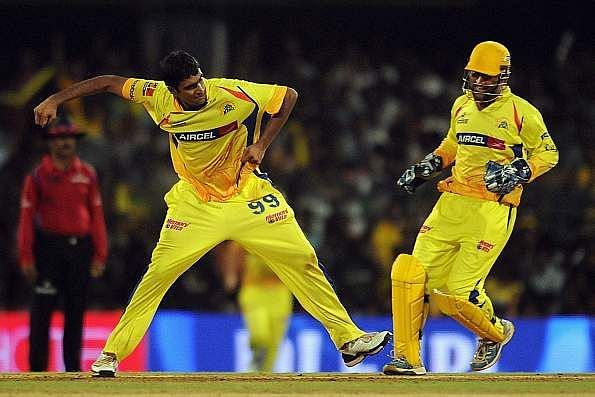 Ravichandran Ashwin celebrates taking a wicket for CSK