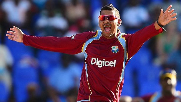 The West Indian mystery spinner Sunil Narine carries his Mohawk