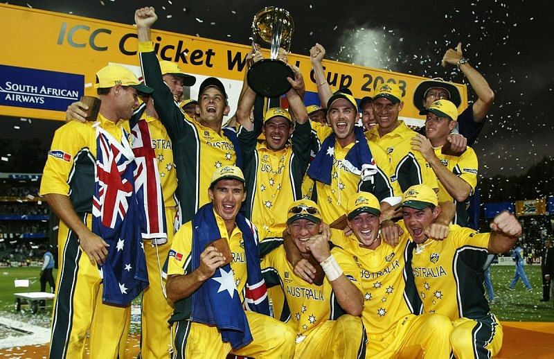 The Australian team with the 2003 World Cup