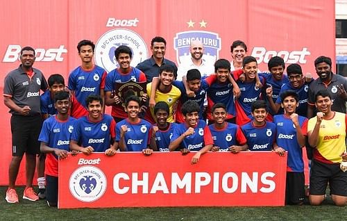 DPS East, champions of the Boost BFC Inter-School Soccer Shield in the U-14 category