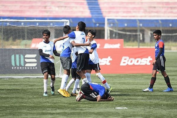 Action from the final day of the Boost BFC Inter-School Soccer Shield