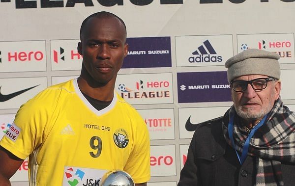 Gnohere Krizo (left) of Real Kashmir struck the only goal of the game