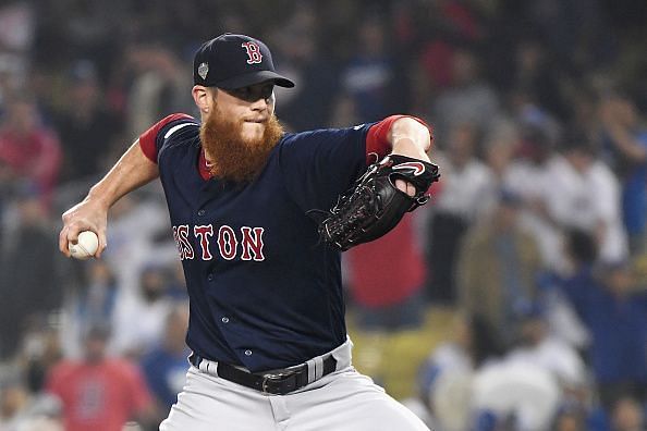 Craig Kimbrel in action in the World Series - Boston Red Sox v Los Angeles Dodgers - Game Four