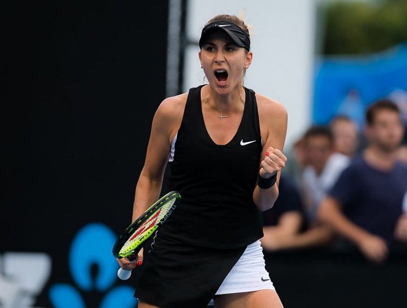 Belinda Bencic clenches her fist during her second round match at the Australian Open