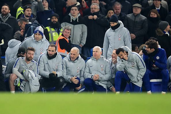 Gonzalo Higuain of Chelsea watches his side in the penalty shootout during the Carabao Cup Semi-Final