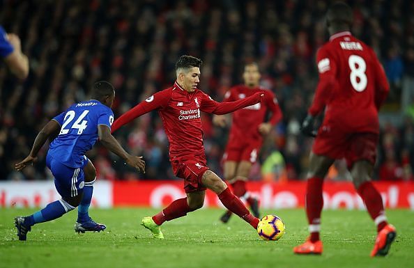 Firmino in action for Liverpool in the EPL