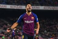 Luis Suárez celebrates a goal