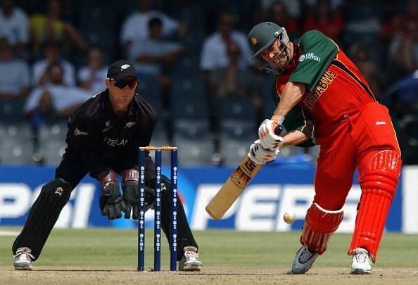Zimbabwe captain Heath Streak hits out during his innings of 72 not out