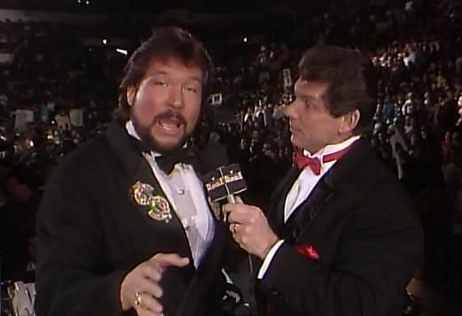 Vince McMahon interviewing Million Dollar Man Ted Dibiase.