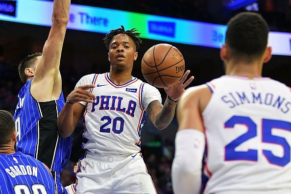 Markelle Fultz playing against the Orlando Magic