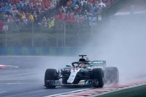 Hamilton shined in the wet during qualifying at the Hungaroring