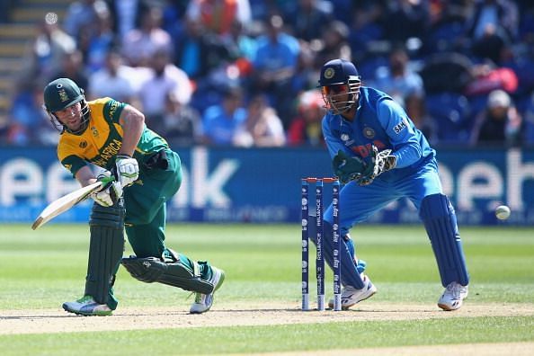 De Villiers batting against India in an ICC Champions Trophy game