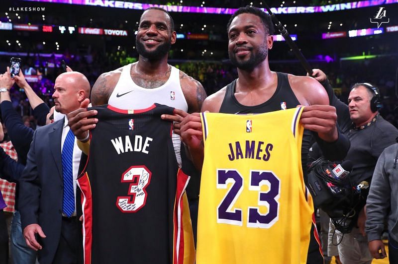 Wade and Lebron during the Jersey swap