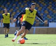 Joe Root plays football as part of warming up