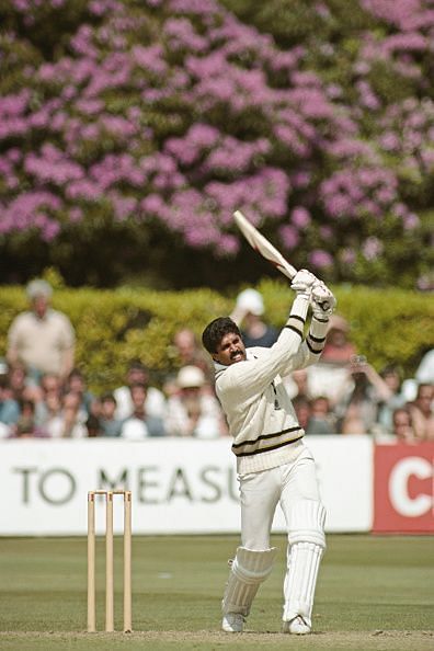 Kapil Dev playing an attacking shot