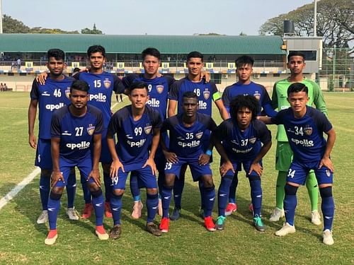 Starting XI of Chennaiyin FC 'B' against Kerala Blasters Reserves in the Second Division League