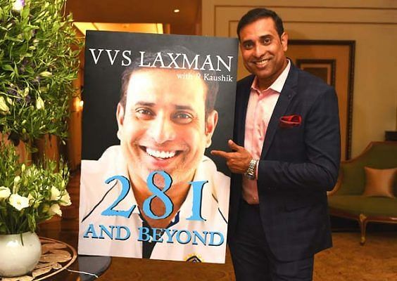 V.V.S. Laxman With His New Book