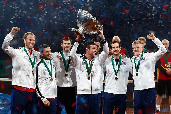 Captain Leon Smith celebrating with the team after defeating Belgium