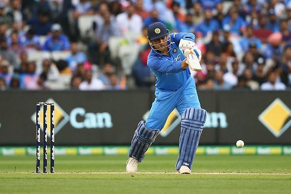 Dhoni in action during the recent Australia-India ODI series