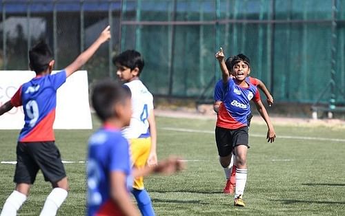 A celebration routine from the Boost-BFC Inter School Soccer Shield