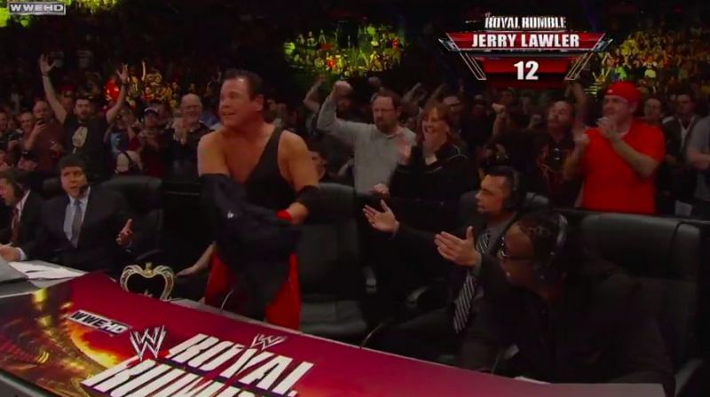 Jerry Lawler stripping down to enter the 2012 Royal Rumble Match