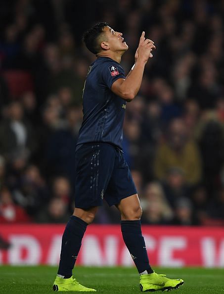 Sanchez celebrating the goal against his former club.