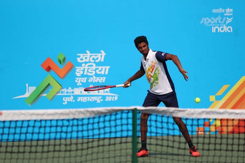 S. Manish of Tamil Nadu in action at Khelo India Youth Games