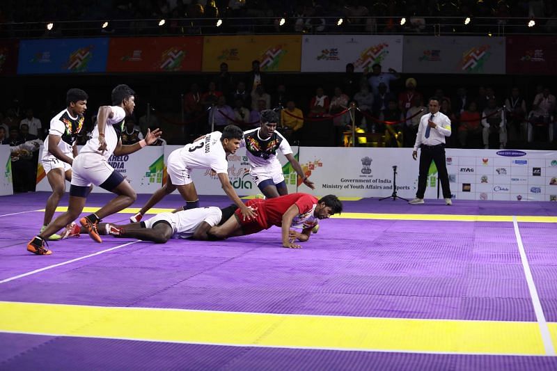 Chandigarh vs Tamil Nadu, in an exciting final in the Boys Under-21 Kabaddi at the Khelo India Youth Games. Chandigarh won via a golden raid.