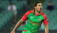 Mortaza celebrates after taking a wicket