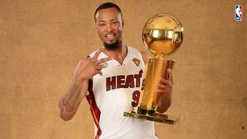 Rashard Lewis with the NBA Championship trophy