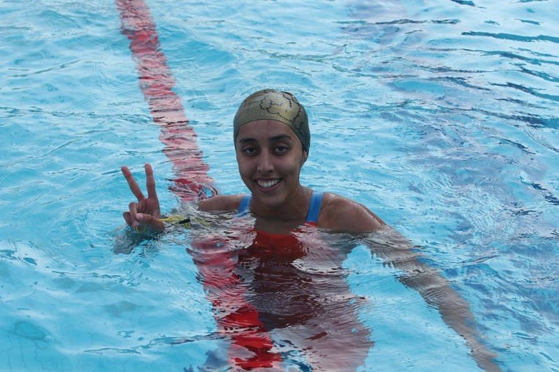Kenisha Gupta (Maharashtra), gold medallist in girls U-17 50m freestyle swimming 