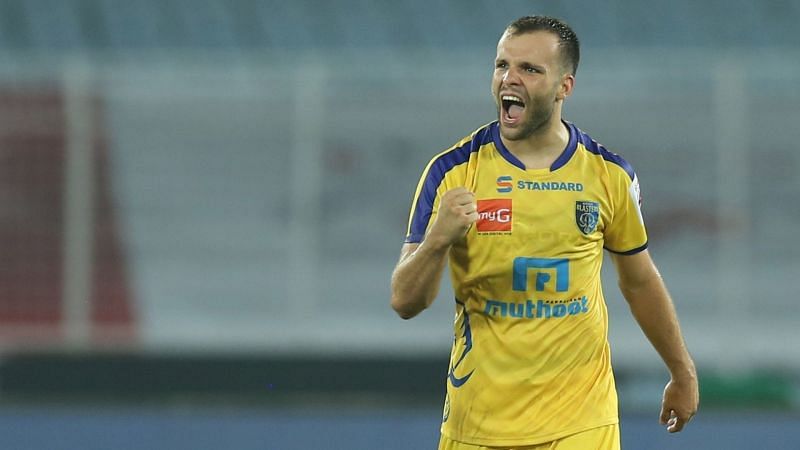 Matej Poplatnik celebrates after the goal (Image Courtesy: ISL)