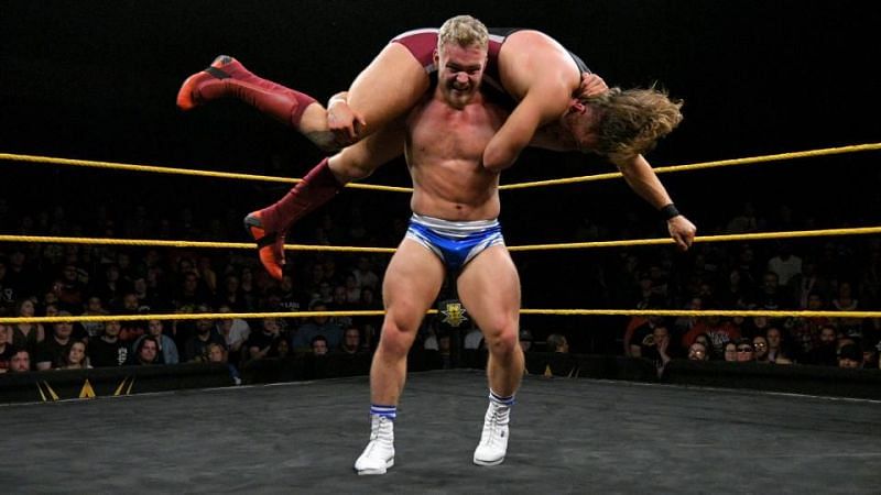 Tyler Bate takes Pete Dunne on a nice ride in the Allstate Arena