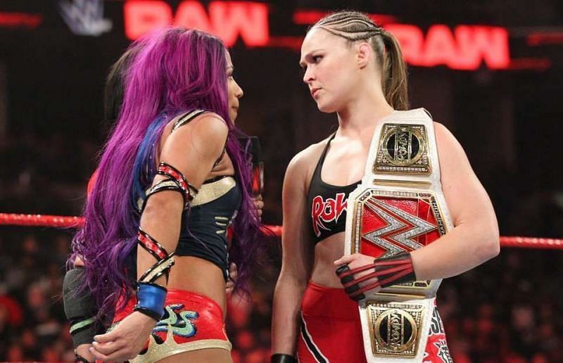 Ronda Rousey and Sasha Banks collide at The Royal Rumbl