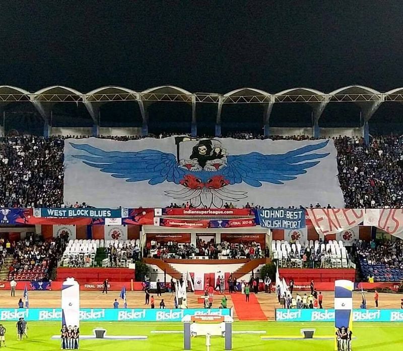 The ISL Final 2018 tifo unfurled by the West Block Blues