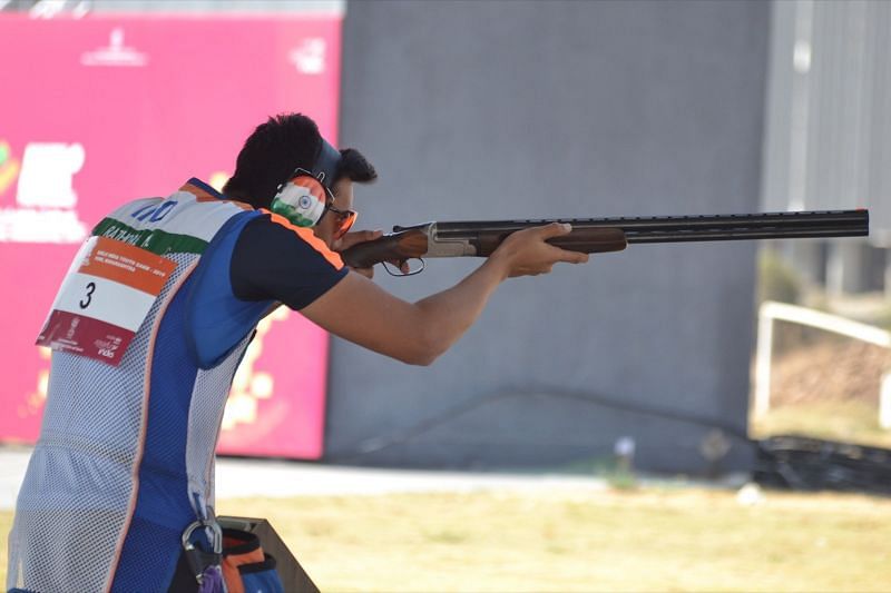 Manavaditya Singh Rathore from Rajasthan, gold medal winner in Men&#039;s under-21 Trap event at Khelo India Youth Games