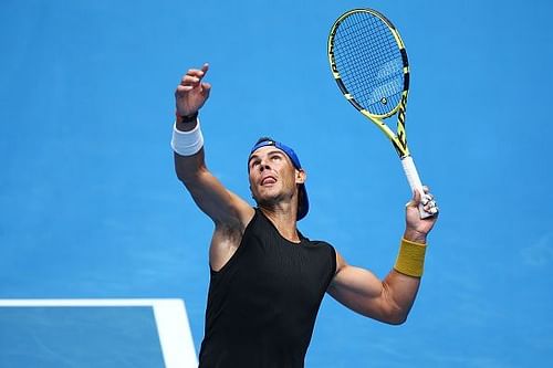 Rafa Nadal in training ahead of the Australian Open