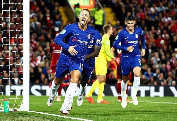 Hazard ended Liverpool&#039;s run in the Carabao Cup with a stunning goal