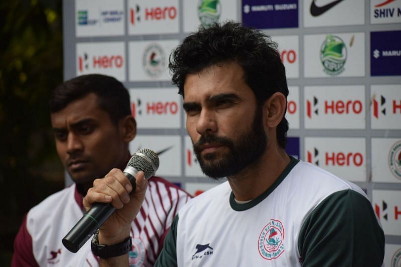 Jamil in his first press conference for Mohun Bagan