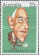 STAMP OF AUSTRALIA ON SIR NORMAN BROOKES.