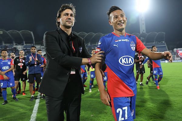 Chencho Gyeltshen (right) found playing time hard to come by under Bengaluru FC coach Carles Cuadrat