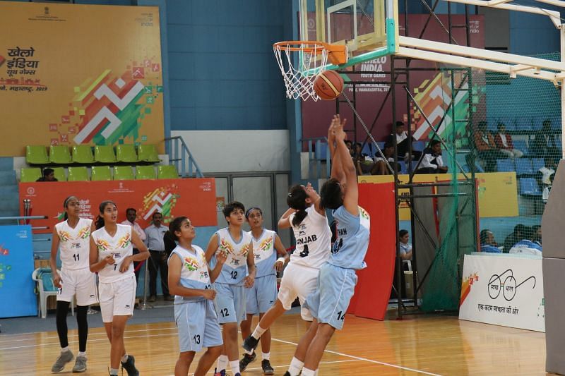 Punjab and Rajasthan U-17 girls in action at Khelo India Youth Games