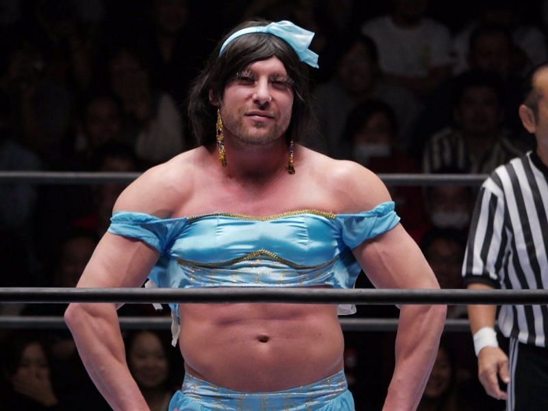 Kenny Omega dressed as Princess Jasmine from Disney&#039;s Alladin. It&#039;s unlikely Omega would be allowed to pull such a stunt in WWE.